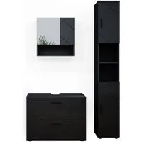 Vicco Badmöbel-Set Irma, Anthrazit Hochglanz, 3 Teile, Schrank und Hochschrank, (3-St., 3er Set)
