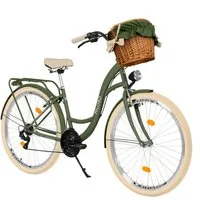 Milord Cityrad Damenfahrrad Citybike Mit Weidenkorb Fahrrad, 26/28 Zoll, 21-Gang, 21 Gang, (Fahrradständer, Gepäckträger, Klingel, Korb, Kotflügel)