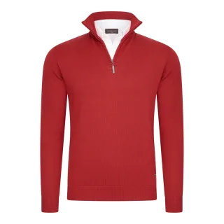 Cappuccino Italia Mock Zip Pullover für Herren. Der Pullover besteht aus 50% Baumwolle und 50% Polyester und hat eine normale Passform. Der Pullover hat einen Hemdkragen, der an den Pullover angenäht ist. Marke: Cappuccino ItaliaModellname: Mock Pull