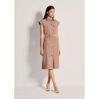 MADELEINE Midikleid Sommerkleid mit Bindeband Leinenkleid mit Knopfleiste, Taschen, Knielänge und ohne Arm