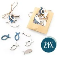 Logbuch-Verlag Dekofigur Mini Holzfische Set 24 tlg. Tischdeko Fische Kommunion 3,5 cm