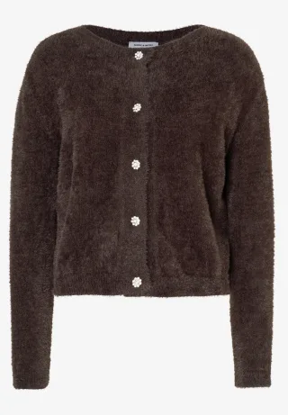 MORE & MORE - Flauschiger Cardigan braun - Gr. - 36