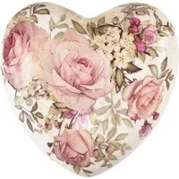Posiwio Streudeko Romantik Steingut Herz mit Rosenmotiv für Tischdeko