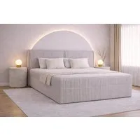 yourhouse24 Boxspringbett COSTA Cord-Stoff, mit 2 Bettkästen und Topper, Cordstoff mit dicken Streifen markantes Kopfteil mit Zierkante