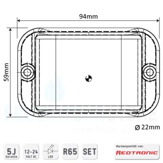 Redtronic Frontblitzerset BX32 R65 LED 1 o.10-farbig blau (ECE-R65)