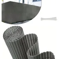 Sekey Balkonsichtschutz PVC Sichtschutzmatte Grau Bambus Sichtschutz Balkon ohne Bohren Zaun Sichtschutz, Windschutz, Sonnenschutz für Balkon, Garten, Terrasse
