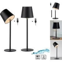 JUST LIGHT LED Tischleuchte BOTERIA - Set 2 Stück, inkl. Flaschenaufsatz, Memoryfunktion, LED fest integriert, Warmweiß, Akkubetrieben, aufladbar, magnetisch, dimmbar, In- und Outdoor