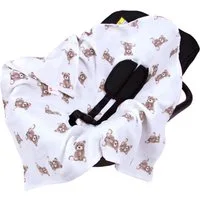BabyLux Babyschale Einschlagdecke Babyschale Autositz Babydecke 80x80 cm aus Musselin, D6_Bären_80x80