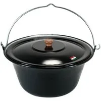 Grillplanet Holzkohlegrill Gulaschkessel 15 Liter Emaille mit Deckel, Set
