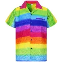 King Kameha Hawaiihemd Rainbow Funky Hawaii-Hemd Kurzarm Front-Tasche Stylish Unisex