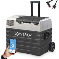 VESKA Elektrische Kühlbox Kompressor Gefriertruhe mobiler Kühlschrank, Kühltruhe, Gefrierbox, 12V/24V, 230V, für Auto, Lkw, Boot, Wohnwagen, Camping