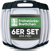 Loco Bird Frühstücksbrett 6er Set - 25,5 x 16cm, Kunststoff, (PVC-Brettchen für die Küche, 6-St., Brettchen), Antibakterielles Frühstücksbrett aus Kunststoff