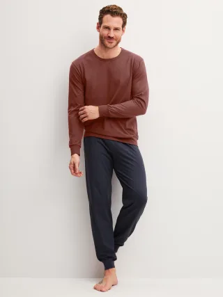CALIDA - HERREN Pyjama mit Bündchen brick red - Gr. - M