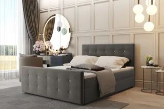 Boxspringbett Schlafzimmerbett CARLOS 180x200cm Stoff Soro Graubraun inkl.Bet...