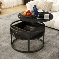 Vicco Couchtisch Marlo, Schwarz/Marmor-Weiß, 57 x 57 cm (1-St)