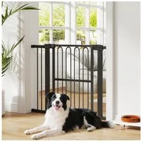 PawHut Hundegitter 76-104 cm, schließbar (Türschutzgitter, 1 St., Treppenschutzgitter ohne bohren), für mittelgroße Hunde, Stahl, Schwarz