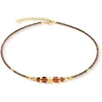 COEUR DE LION Collier Schmuck Edelstahl Halskette Wave Cube Flow Würfelkette, Made in Germany - mit Schmuckstein, Swarovski® Kristall, Glasstein