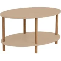 en.casa Couchtisch, »Højreby« oval Beine aus Buchenholz 70x44x43 cm Cappuccino