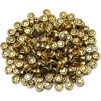 Kopper-24 Bastelperlen Bastelperlen rund 100 Stück, 7 x 4 mm rund, goldfarbige Perlen mit Smi