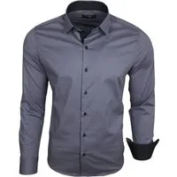 Baxboy Langarmhemd Baxboy Herren Kontrast Hemden Business Freizeit modernes Hemd B-500