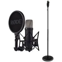 RØDE Mikrofon Rode Studio-Mikrofon NT1 5th Gen Schwarz mit Einhand-Mikrofonständer (Analog), Vorteils-Set mit Einhand-Mikrofonständer