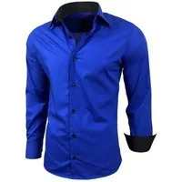 Baxboy Langarmhemd Kentkragen Businesshemd Slim Fit Hemd mit farblich abgesetzten B-444