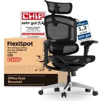 FLEXISPOT Bürostuhl ErgoX, Schreibtischstuhl Premium Ergonomischer (mit 7D-Armlehnen, 5D-Lendenstütze, 4D-Kopfstütze), Netzsitz Schreibtischstuhl, 250 kg Belastbarkeit