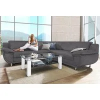 TRENDMANUFAKTUR Ecksofa Rondo wahlweise mit Schlaffunktion, bequeme Armlehnen, L-Form, wahlw.mit Federkern, Füße chromfarben, Unser Dauertiefpreis
