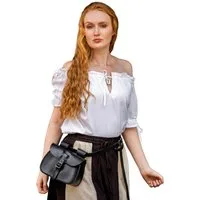 Leonardo Carbone Burgfräulein-Kostüm Kurzarmbluse "Otilia" mit Kordelzug, Rüschenärmel, schulterfrei tragbar