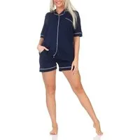 Normann Pyjama Normann Damen kurzarm Shorty Schlafanzug in klassischer Optik