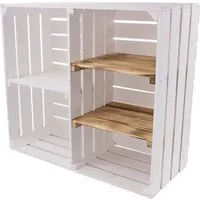 Kistenkolli Altes Land Allzweckkiste Kommode Holzkiste Obstkiste Regalkiste HS3 weiss geflammt (Spar-Set, 1er Set)