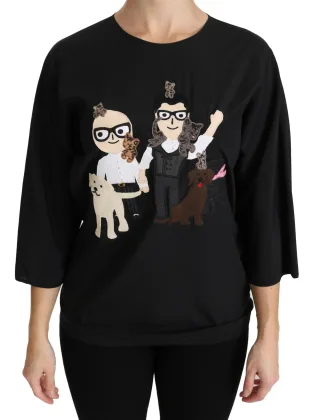 Dolce & Gabbana Schwarz #dgfamily Top T-Shirt Seidenbluse