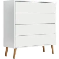 BMG Möbel Schubkastenkommode Mailand 3 (79 cm breit mit 4 Schubladen), mit Antifingerprint-Beschichtung, Füße Holz oder Metall