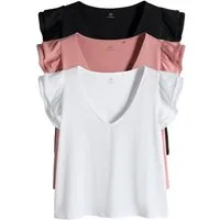 The Set V-Shirt The Set T-Shirts mit Rüschenärmeln, 3er-Pack (3-tlg)