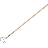 Meister Werkzeuge Gartenhacke Kultivator Gartenkralle verzinkt 3 Zinken 120mm mit Stiel, verzinkt