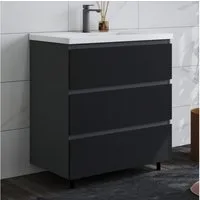 duschspa Waschtisch Badmöbel Set Waschbecken mit Unterschrank Badezimmer Möbel Schrank (Hängeschrank, mit Schrankfüße), 80/100cm breit