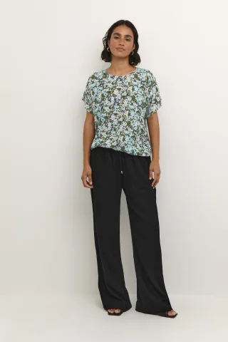 Ärmellose Bluse Loose fit Blue/Green Abstract Flower floral