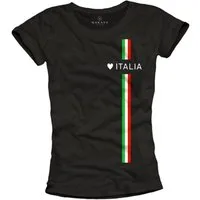 MAKAYA Print-Shirt Damen Herz Italien Trikot Fahne Italia Italienische Mode Sommer Top Kurzarmshirt