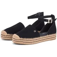 Tommy Hilfiger TH PLATFORM ESPAD SUEDE STRAP Riemchenballerina Sommerschuh, Plateausandalette mit verstellbarem Fersenriemchen
