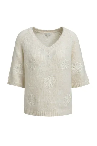Milano Italy - v-neck raglan pullover 1/2 sleeve offwhite - Gr. - XL