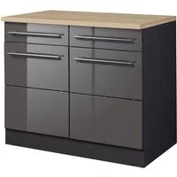 KOCHSTATION Unterschrank KS-Wien Breite 100 cm, 2 Türen, 2 Schubkästen, für viel Stauraum