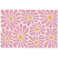 MuchoWow Fußmatte Blumen - Muster - Rosa - Beige - Orange, Rechteckig, innen Schmutzfangmatte, Tür, Schmutzfänger Flur, Teppich 60x40 cm