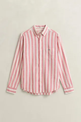 GANT - Gestreiftes Hemd aus Leinenmix rose pink - Gr. - L