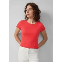 QS Kurzarmshirt T-Shirt Verkürztes Rippshirt mit Rundhalsausschnitt