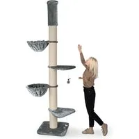 Happypet Kratzbaum LEONARDO, XXL Deckenhoch, 250 bis 275 cm, Katzenkratzbaum für Maine Coon