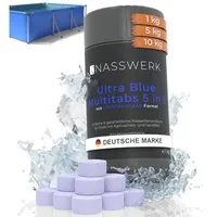 Nasswerk® Chlortabletten Multitabs 5-in-1 für Pool & Whirlpool – Chlorpflege komplett, Ultra Blue Multitabs 20g 1kg – Whirlpool & Pool Hygiene pur