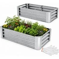 Onbest Hochbeet Metall aus verzinktem 0,4mm Stahl, inklusive Werkzeug & Handschuhe