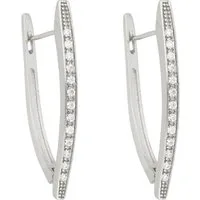 LÖB Paar Creolen 18K Weißgold vergoldet Creolen Zirkonia Stein Tropfen Oval silber weiß (Geschenke für Frauen Beste Freundin Mutter Mama Damen zum Geburtstag Weihnachten Weihnachtsgeschenke), Ohrringe Hängend Strass Glitzer Tropfenform Kreolen Brauts