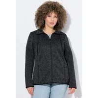 Ulla Popken Sweatjacke Strickfleece-Jacke Stehkragen Zipptaschen