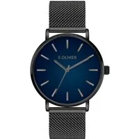 s.Oliver Quarzuhr Basic Mesh SO-4437-MQ, Armbanduhr, Herrenuhr, Edelstahlarmband, analog